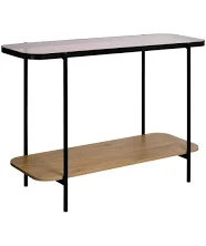 Sweeek Console vintage en métal noir avec 2 plateaux. bords arrondis
