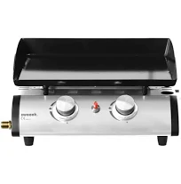 Sweeek Plancha au gaz Porthos 2 brûleurs 5 kW barbecue cuisine extérieure plaque émaillée inox