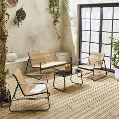 Sweeek Salon de jardin en métal et textilène pour 4 personnes