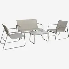 Sweeek Salon de jardin NOTO acier. 4 places. un canapé. une table. deux fauteuils textilene