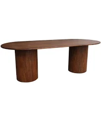 Sweeek Table à manger oblongue bois d'hévéa et placage chêne 8 places