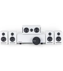 Système Home Cinema sans fil 5.1 Dolby Atmos (Blanc) - Ensemble Surround Monaco, WISA Faible Latence pour une mise à niveau du son du téléviseur sans