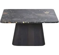 Table basse en pierre et bois de manguier massif noir L80 style classique chic manguier Maisons du monde