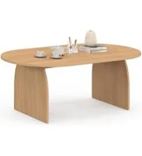 Table basse Japandi ovale EDITH 110 cm bois effet