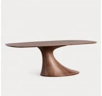 Table de salle à manger rectangulaire 220x100 cm en bois et fibre de verre Flawas Bois Foncé - The Masie