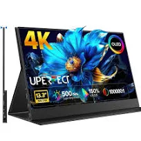 UPERFECT OLED Moniteur Portable 13.3" 4K 3840×2160 UHD | 150% sRGB | 100000:1 | 500Nit | Ultra-Fin à Boîtier Métallique Moniteur de Voyage pour