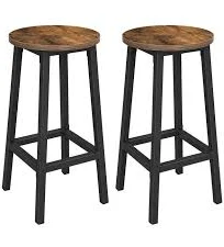 VASAGLE Tabouret haut industriel Marron Rustique + Noir / Lot de 2