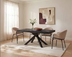 Vente-unique Table à manger extensible 6 à 10 personnes en MDF et métal