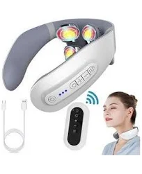 Vinteky Masseur cervical massage cervicales et cou à lmpulsions avec chaleur 6 modes 18 niveaux avec rappel vocal +télécommande Masseur