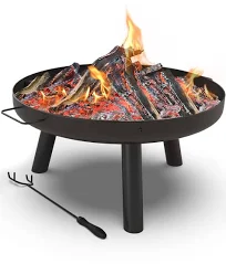 VOUNOT Brasero Exterieur En Metal avec Grille Tisonnier Diametre 60cm Noir
