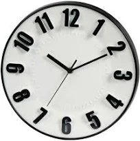 Wadiga Horloge murale ronde noire et blanche 30x30x4.5cm