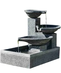 Wanda Collection Fontaine de jardin à débordement bassin 3 vasques noire grise