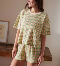 We Are Jolies Pyjama Coton Gaufré imprimé femme vichy Taille