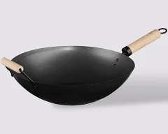 Wok en Acier manche bois