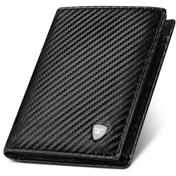 WONSEFOO Portefeuille pour Hommes en Cuir Carbone Bloquant RFID avec 11 Mmpla