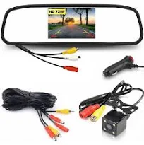Wried Kit de caméra de recul TFT LCD 43" pour rétroviseur de voiture 4 LED ét