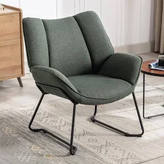 Ya-Home Fauteuils de Salon Moderne Fauteuils en Lin pour Chambre Fauteuil Scandinave avec Coussin épais