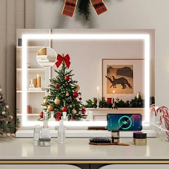 YOURLITE Miroir Maquillage Lumineux 58x45cm, Miroir LED Miroir Hollywood, 3 températures de Couleur, Touche Tactile, Port de Chargement USB, Loupe 10x