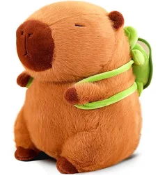 Zaloife Peluche Capybara Jouet, 23cm Peluche Capybara avec Oreiller Tortue Feature Plush Poupée en Peluche, Brun Peluche Cadeau pour Enfants 1